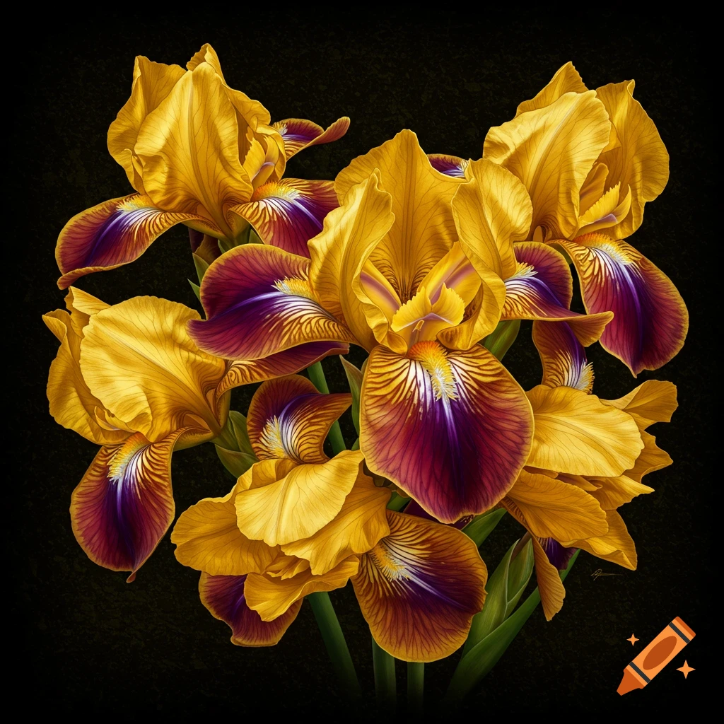 Gold and purple irises