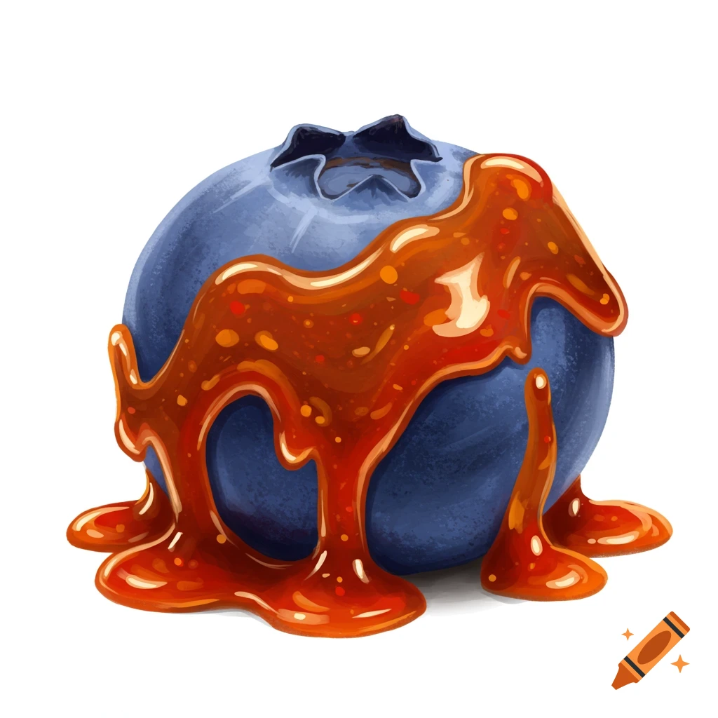 A blueberry covered in hot sauce.