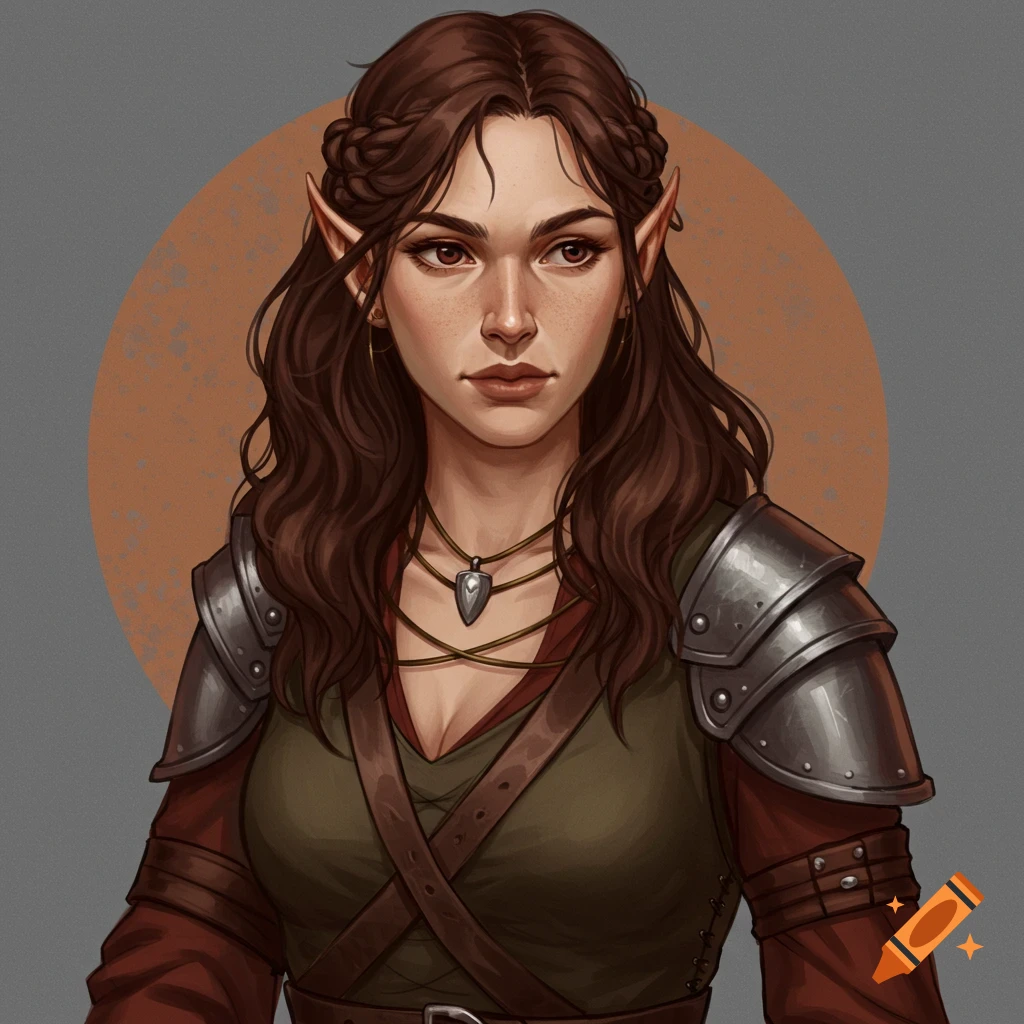 Portrait of a female elf in fantasy armor