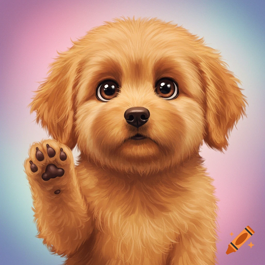 Cute puppy waving