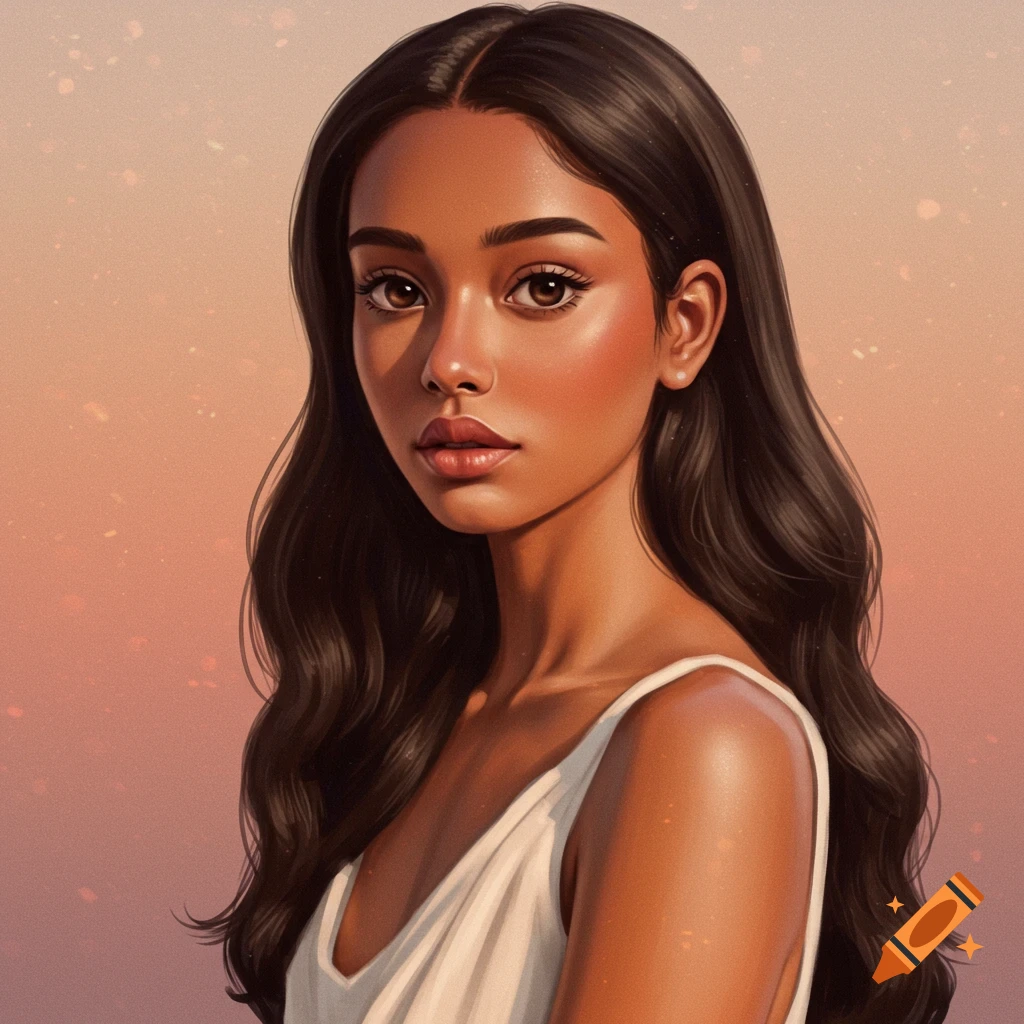 Portrait of a woman with long dark hair