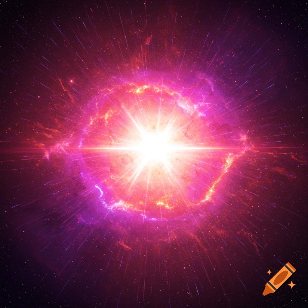 The Big Bang with a bright explosion in space.