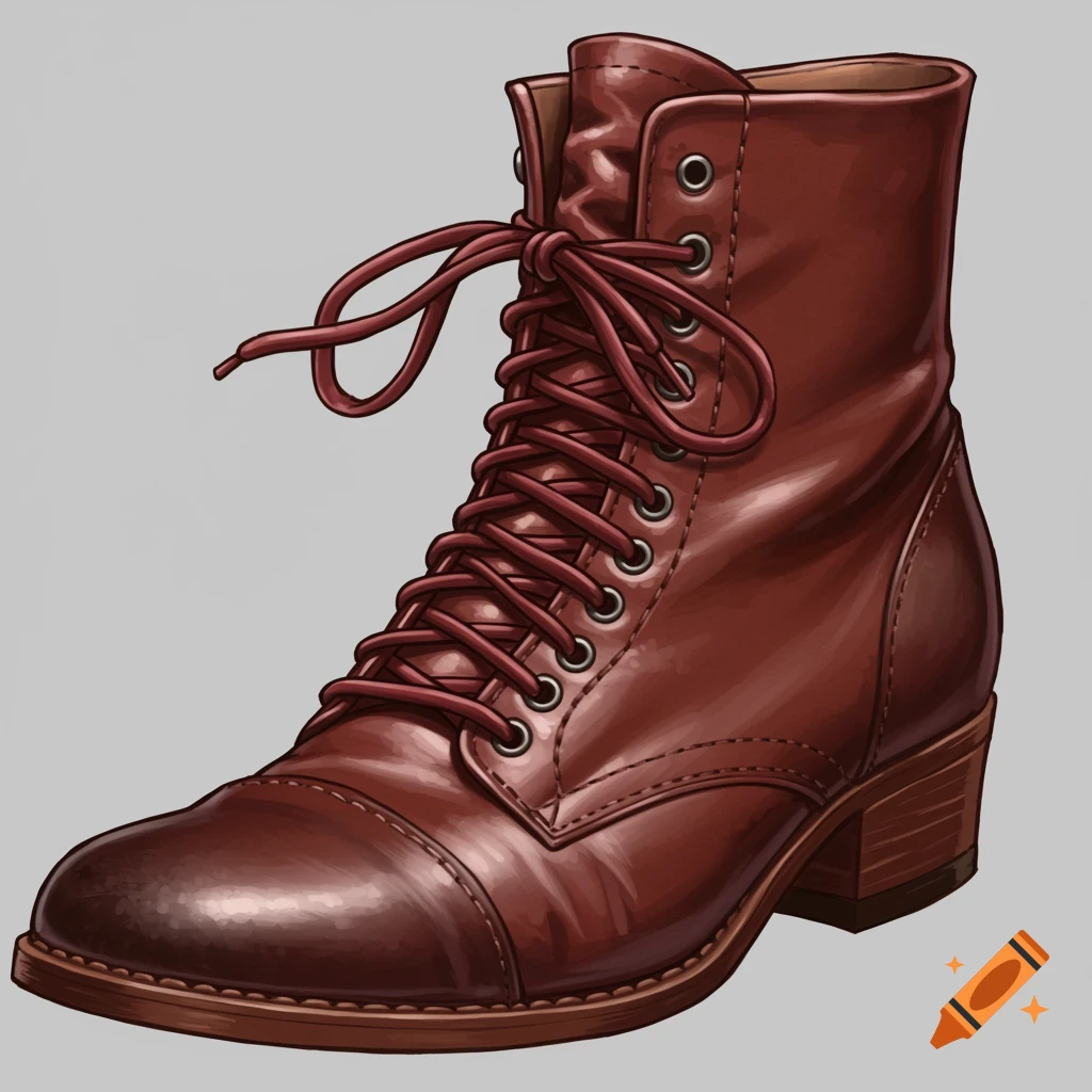 Image of a brown leather lace-up boot