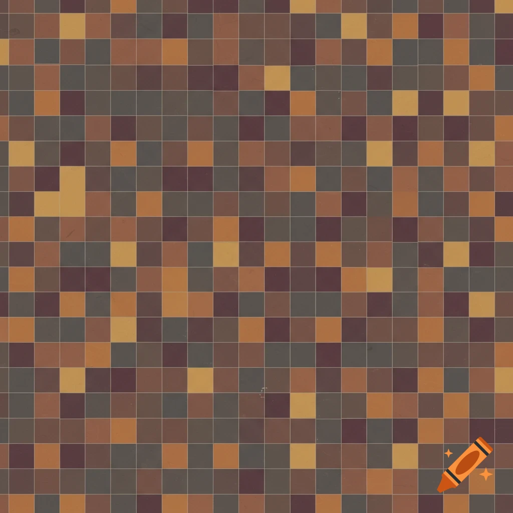 Abstract grid pattern of squares in brown, orange, gray, and purple.