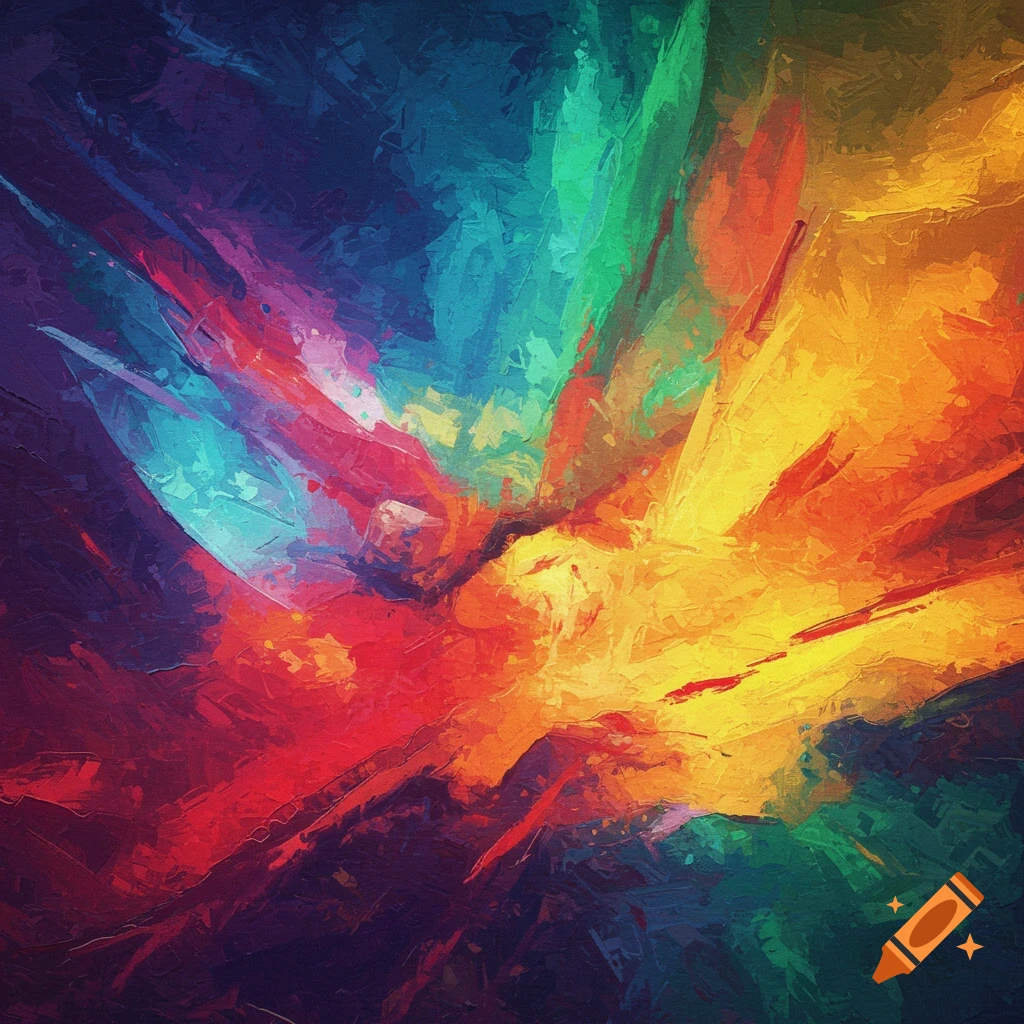 Colorful abstract image with an oil paint texture