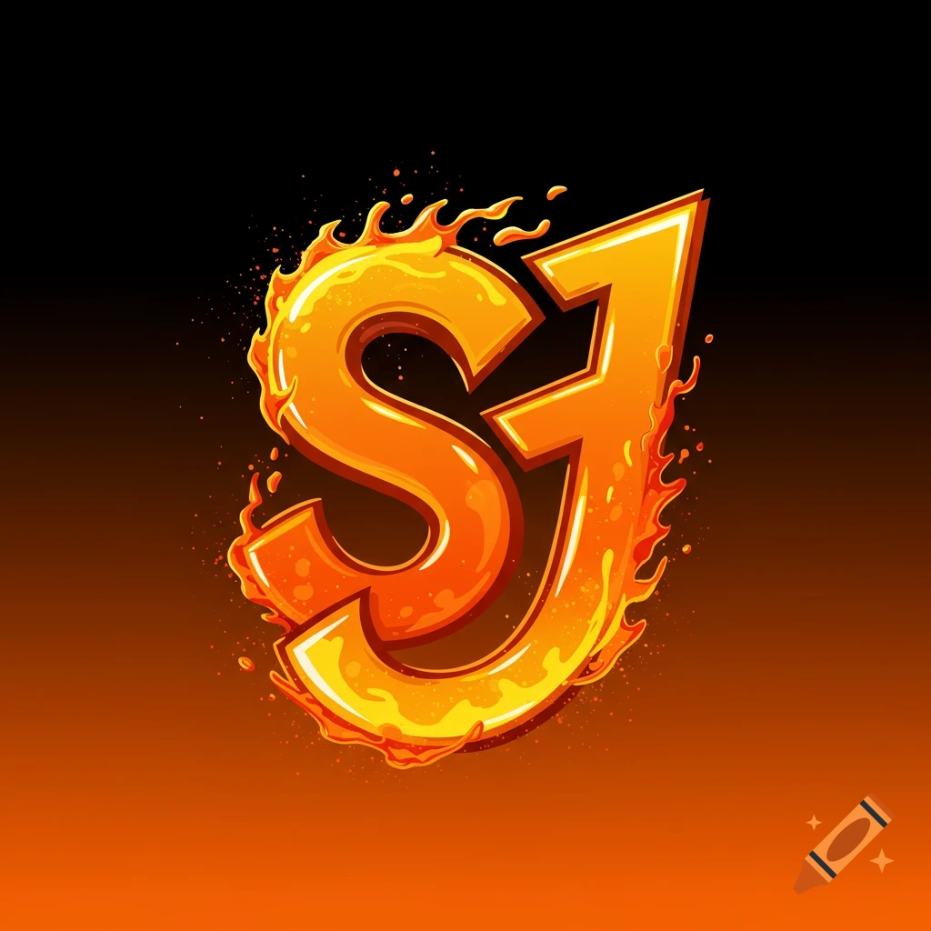Fiery orange logo featuring the initials SJ