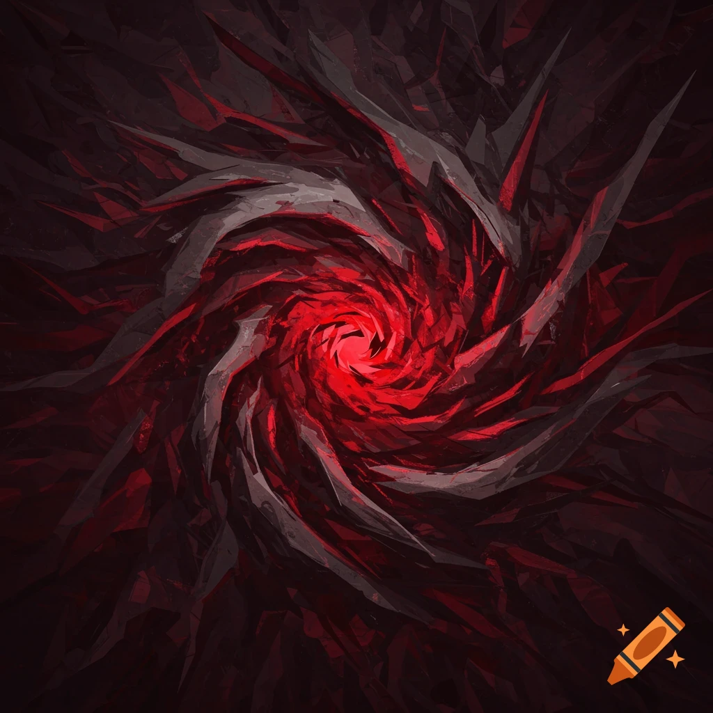 Abstract image of a red and grey swirling pattern.