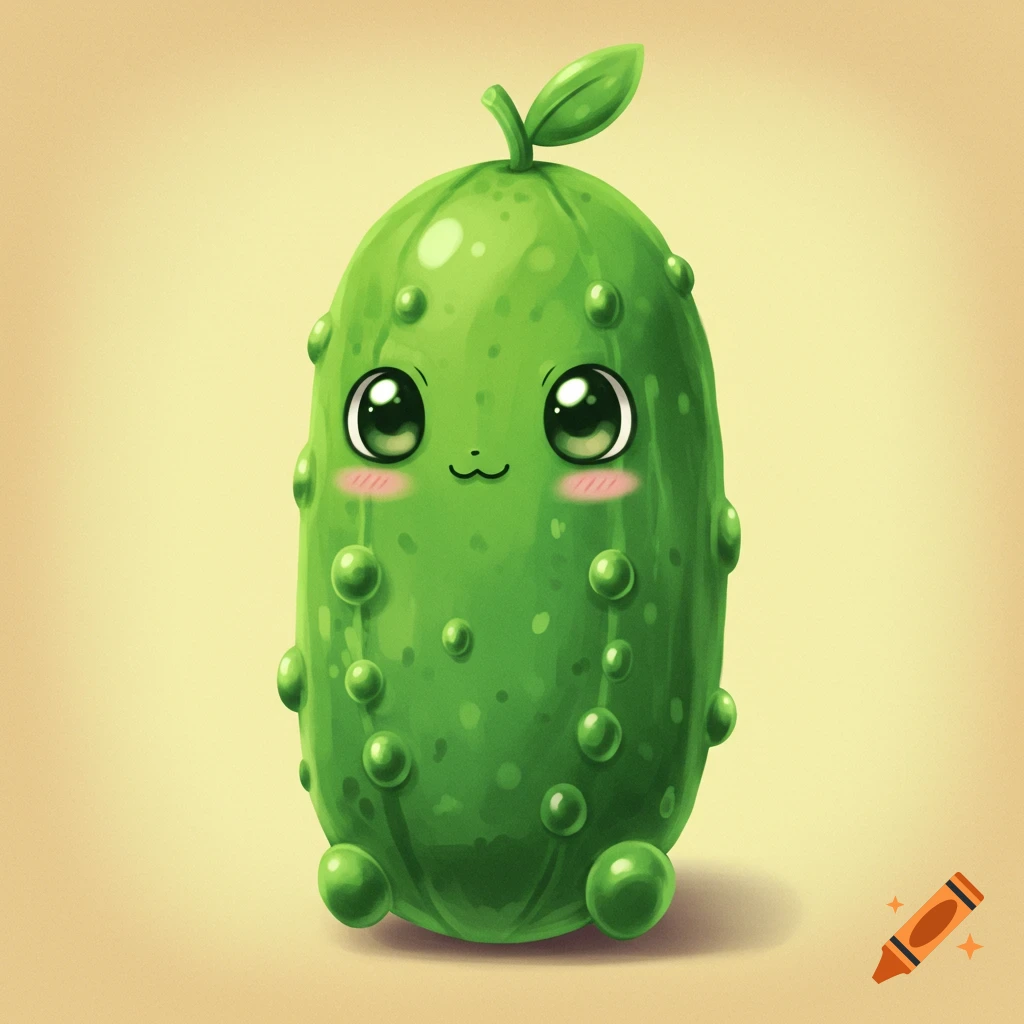 A cute cartoon pickle character in Pokemon style