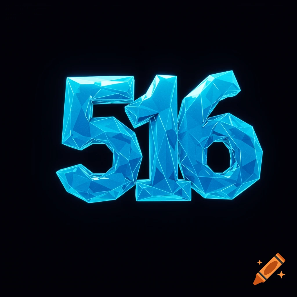 Geometric blue numbers 5, 1, and 6 against a black background