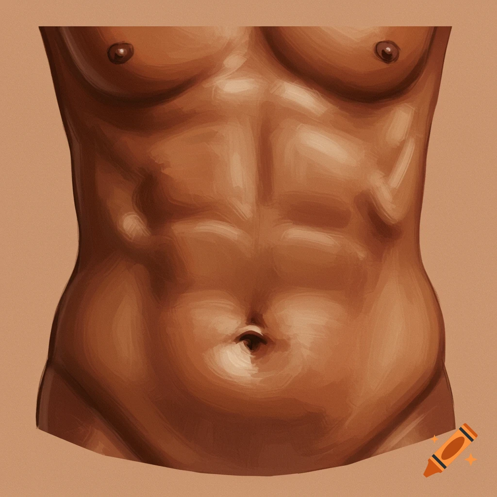 A human torso focusing on the abdomen and chest.