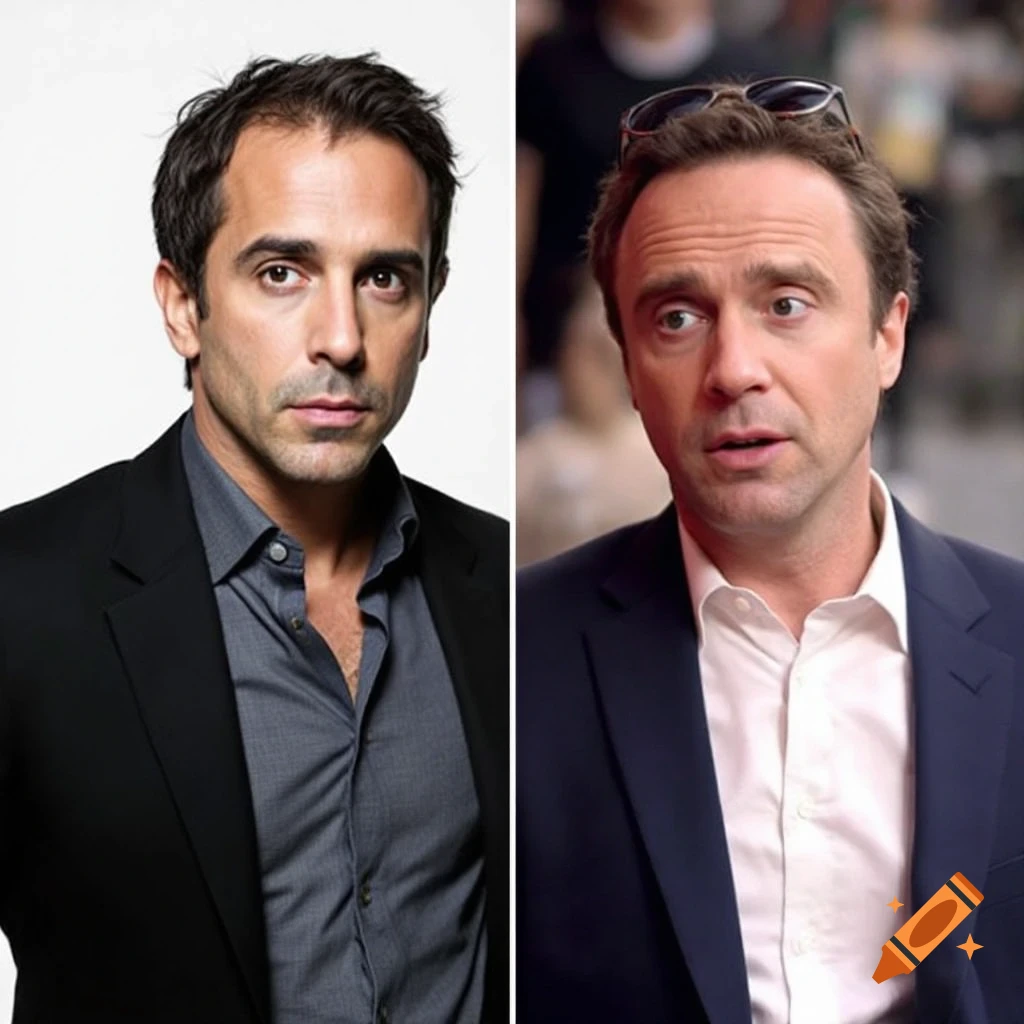 Split image showing two men in suits side by side.