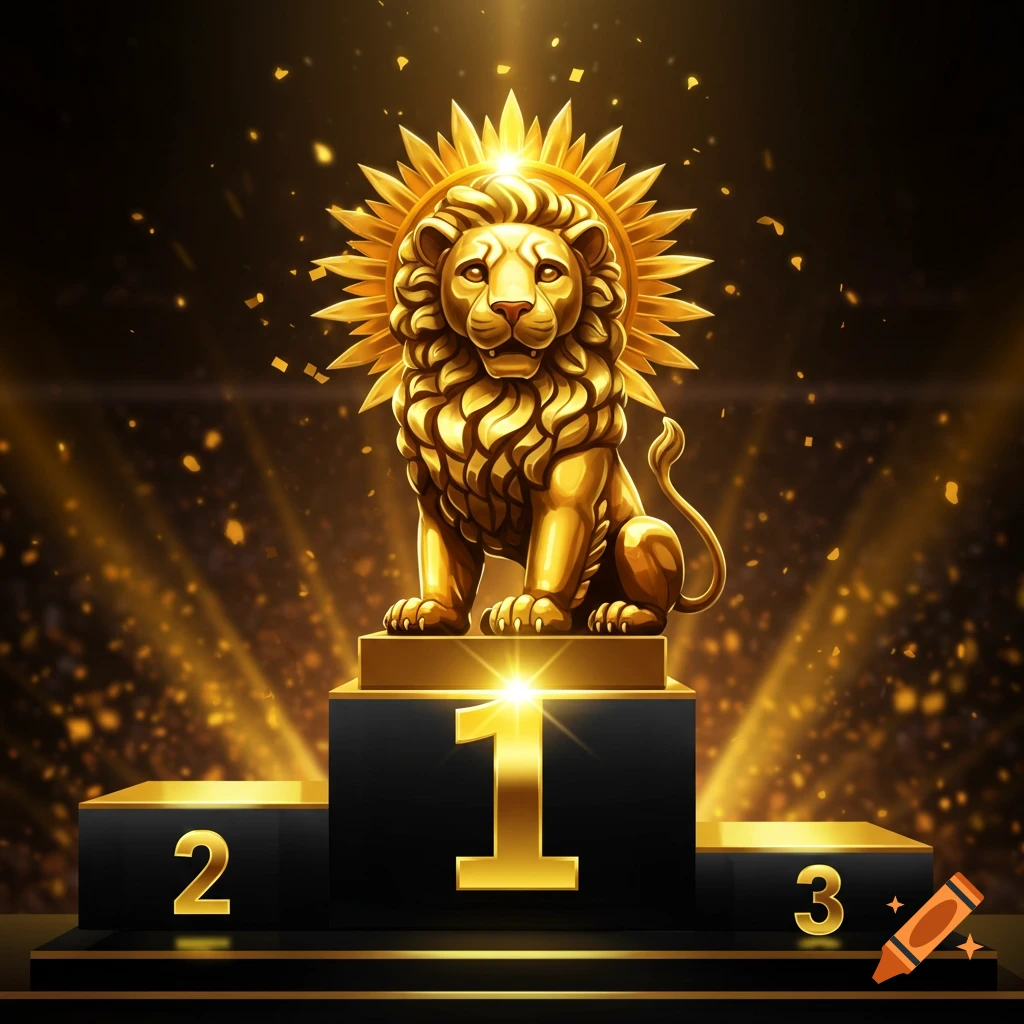Gold VERSACE logo with red wolf face on Craiyon