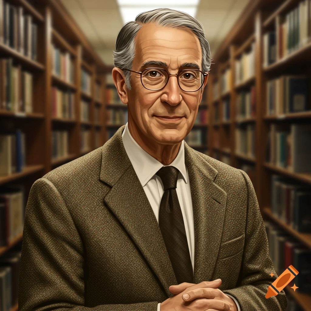A man professor in a library.