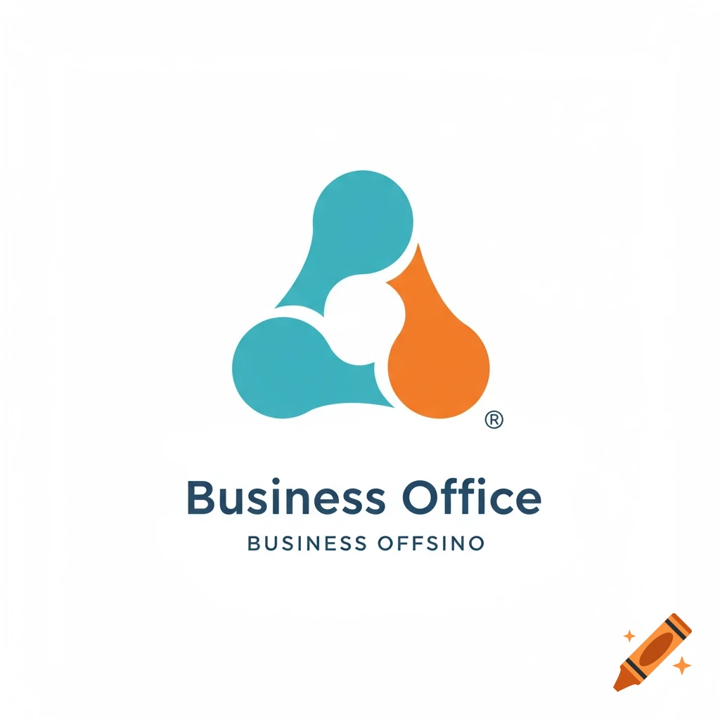 Abstract logo with interlocking blue and orange shapes above the text "Business Office" and "BUSINESS OFFSINO".