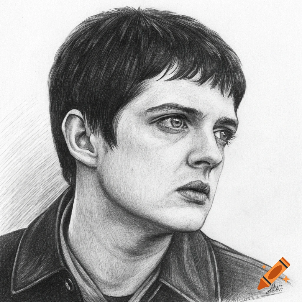 Charcoal drawing of a young man looking away