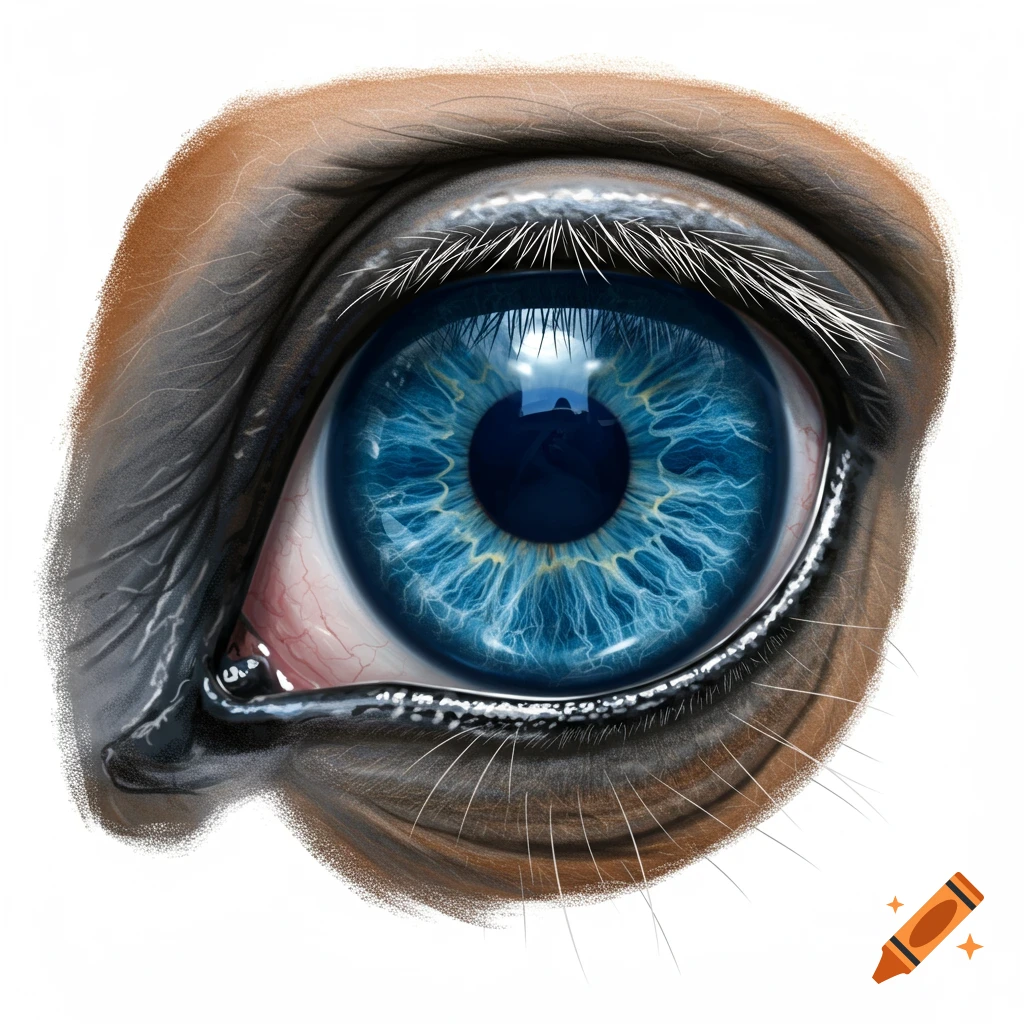 Close-up digital art of a blue horse eye