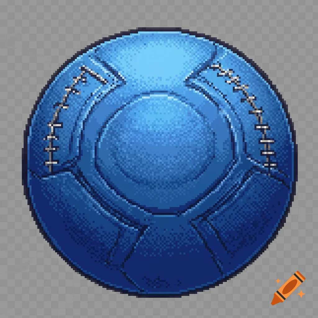 Pixel art illustration of a blue blitzball with stitches