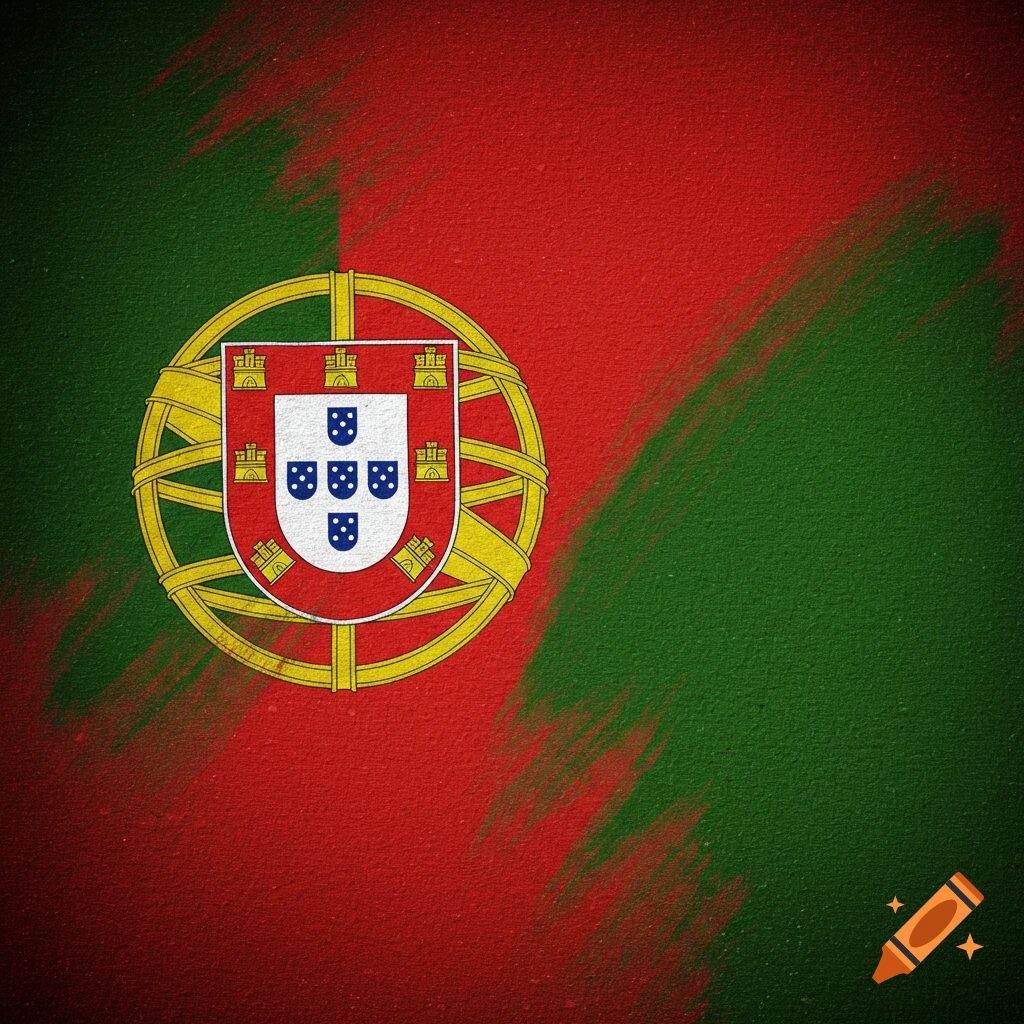 The red and green Portuguese flag with the coat of arms.