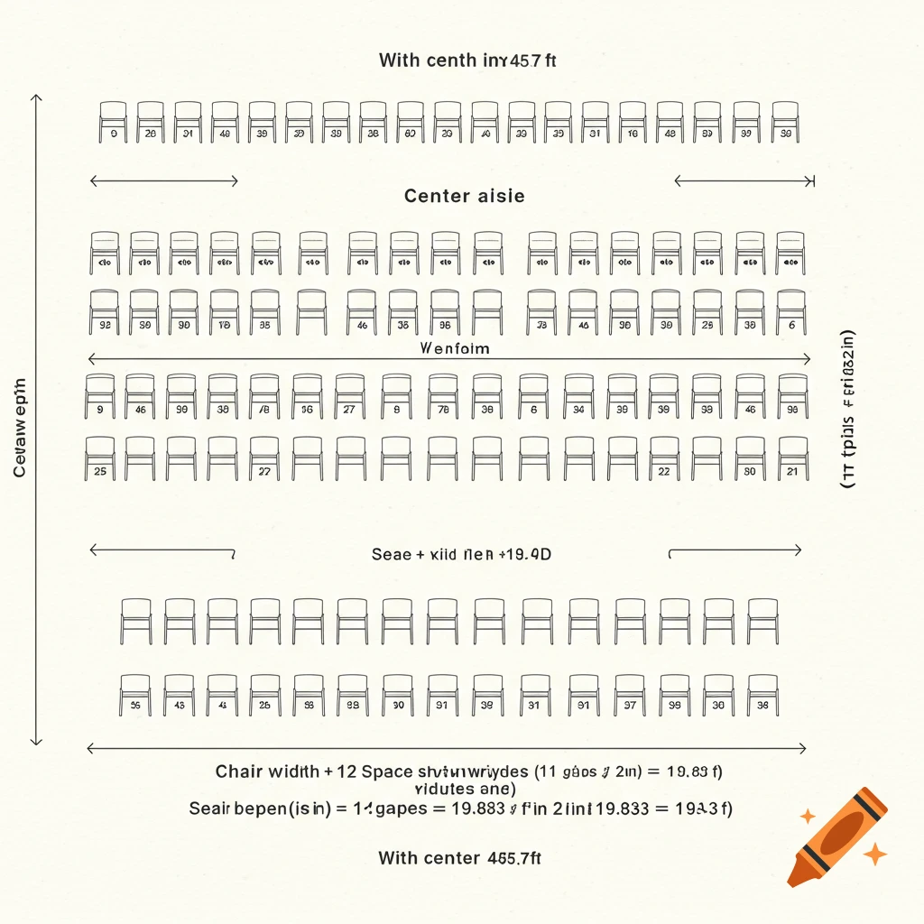 Seating Reference Seating chart with dimensions on Craiyon