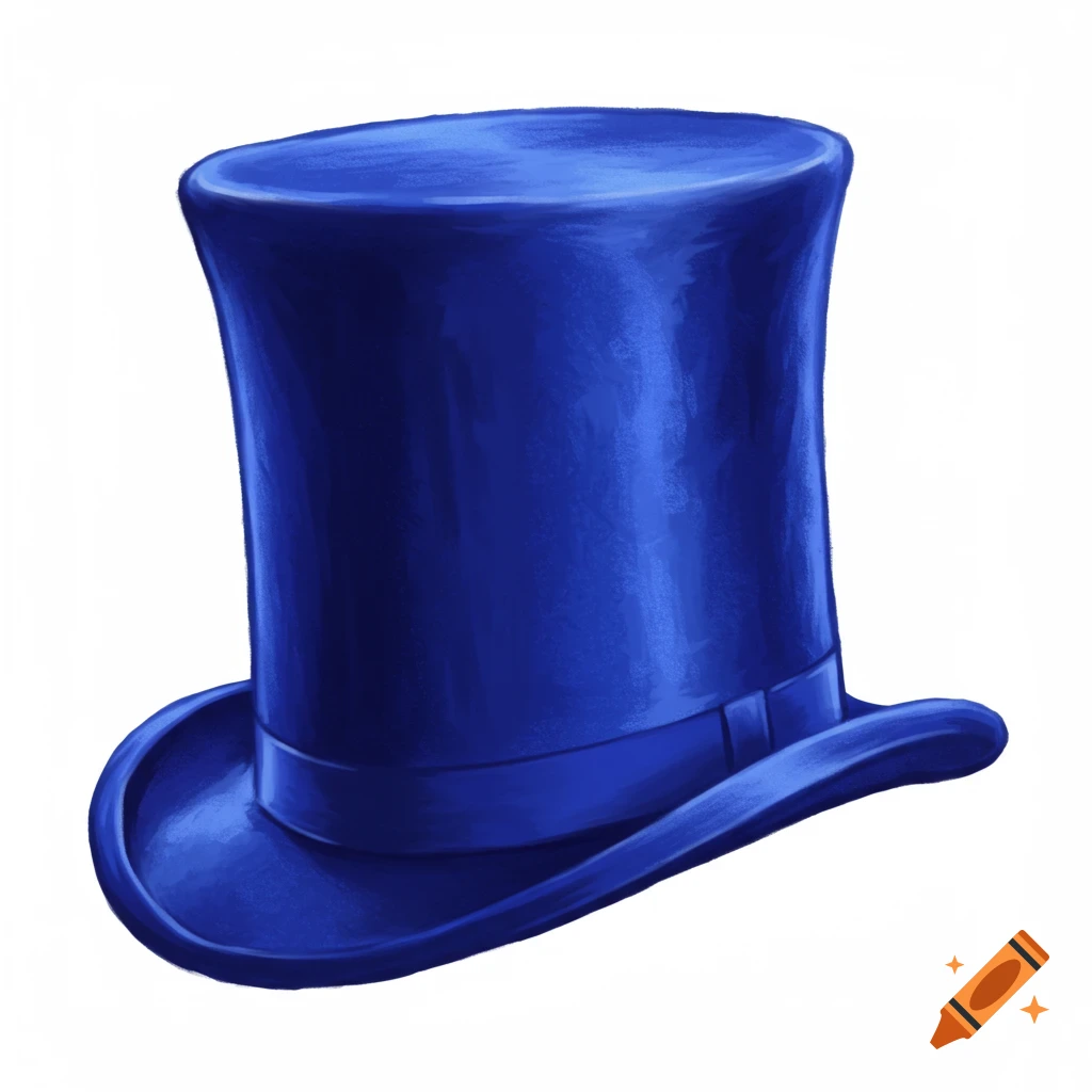 A blue top hat on a white background.