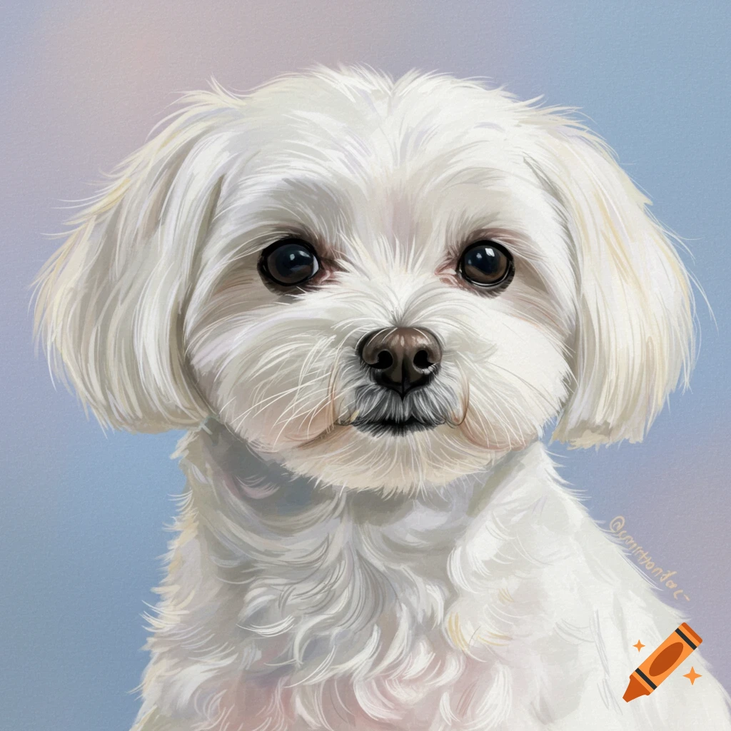 Portrait of a white Maltese dog