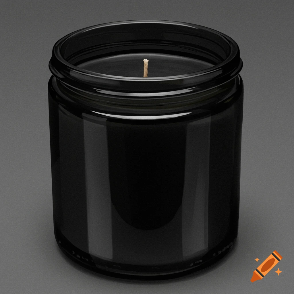 A black candle in a black jar.