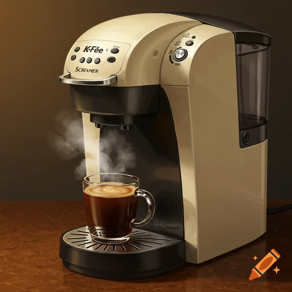 A coffee machine brewing coffee into a glass mug.