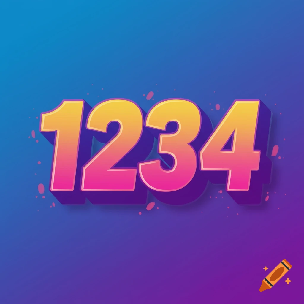 Stylized numbers 1234 with a gradient effect on a blue and
