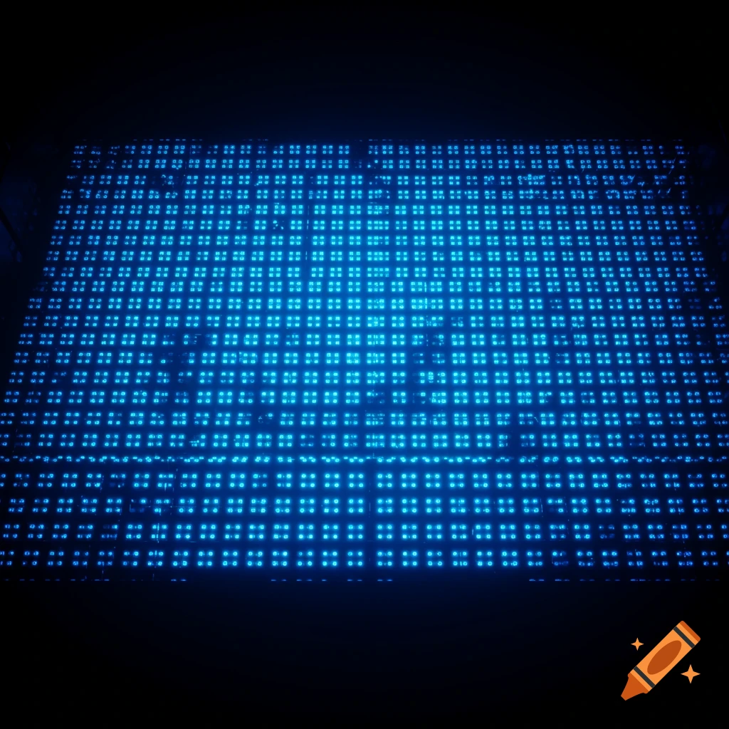Large grid lit with blue squares.