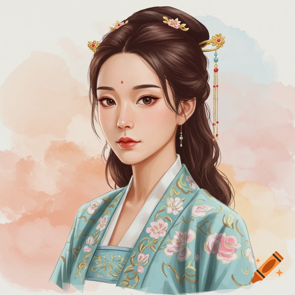 Woman in traditional East Asian dress
