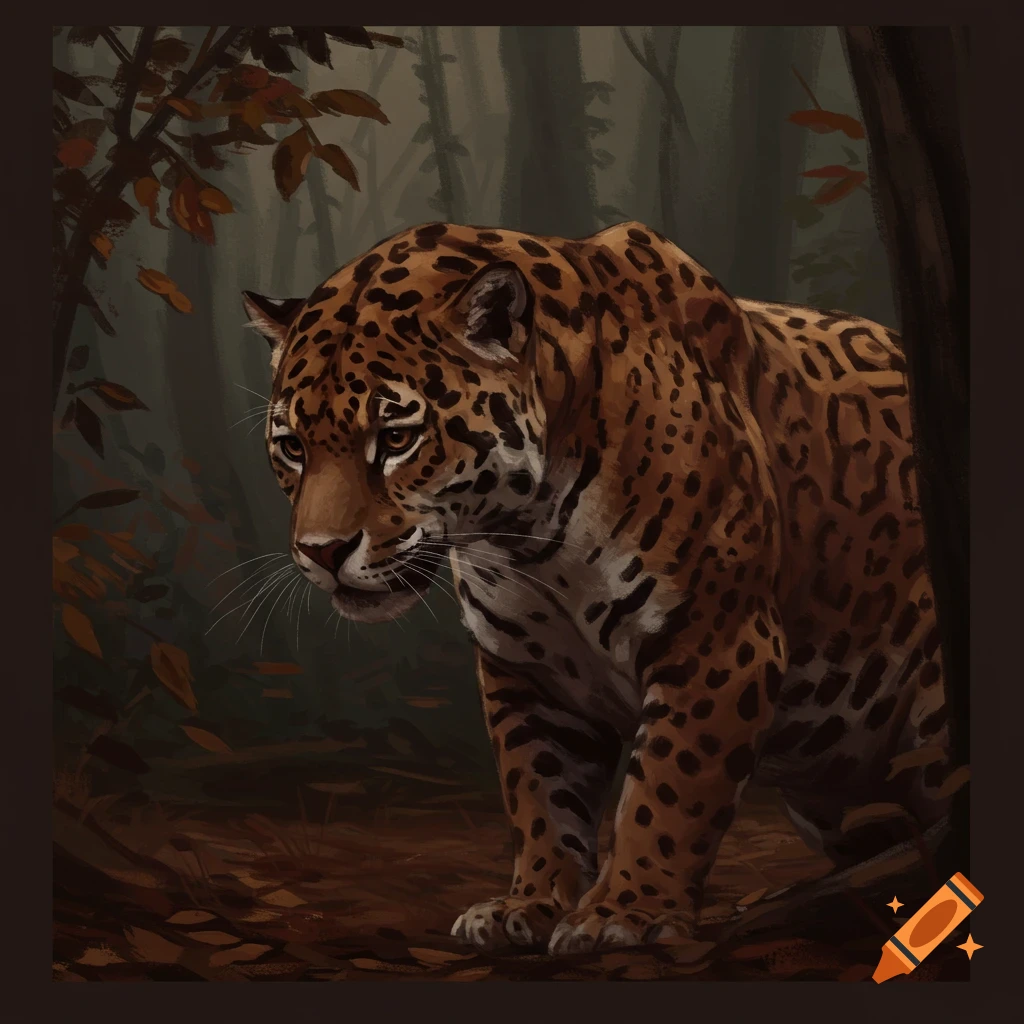 A jaguar standing in a forest