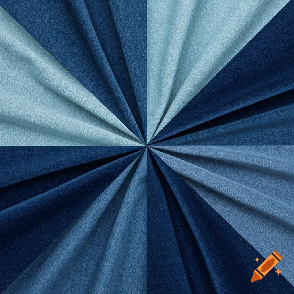 Abstract pattern of blue fabric radiating from the center.
