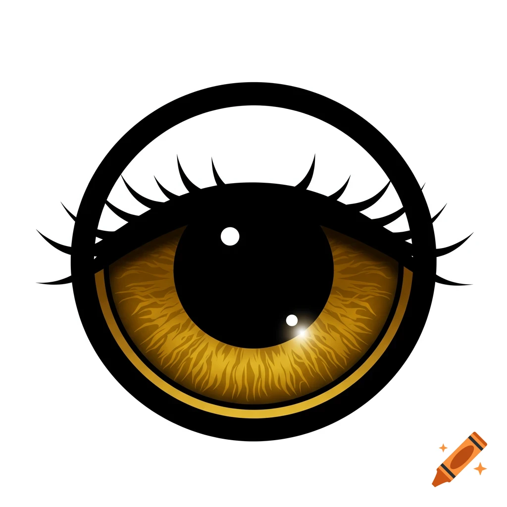 Illustration of a golden eye with a black pupil inside a black circle
