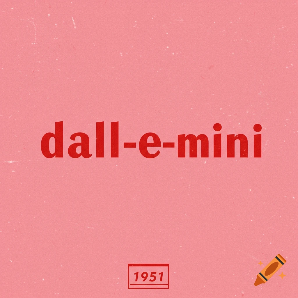 Red text dall-e-mini and 1951 on a textured pink background.