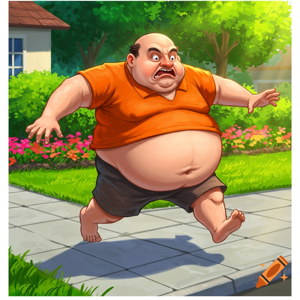 Fat Bald Man Cartoon created on Craiyon