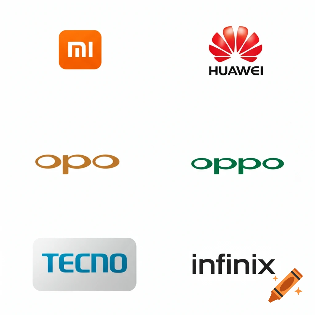Logos for Xiaomi, Huawei, Oppo, Tecno, and Infinix smartphone brands.
