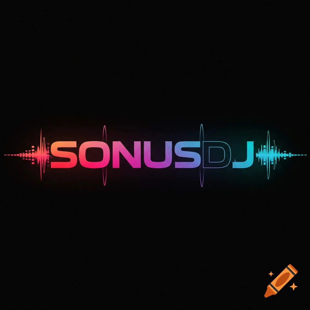 Logo with rainbow text 'SONUSDJ' and equalizer bars on black background