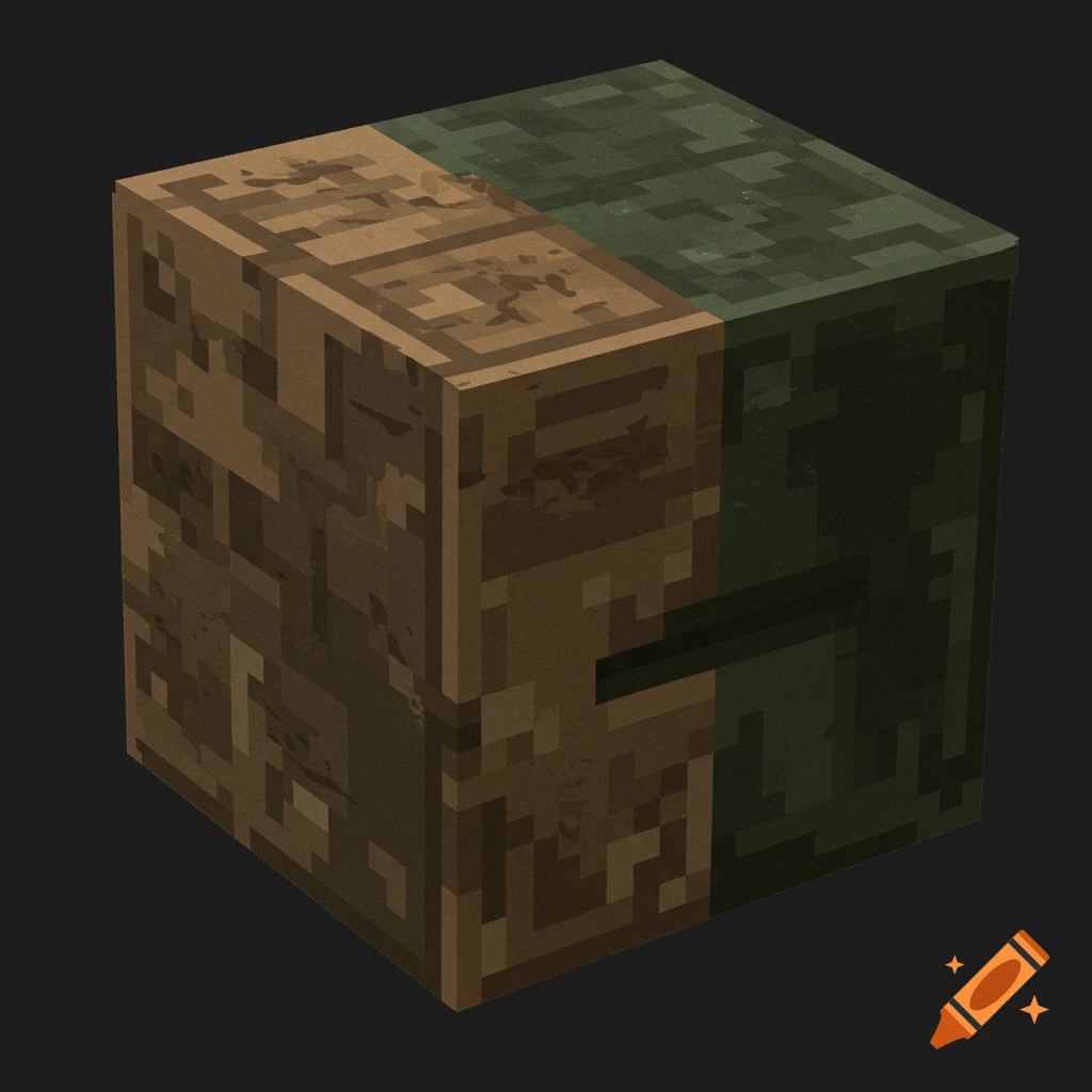 A Minecraft block texture with wood and dark green sides