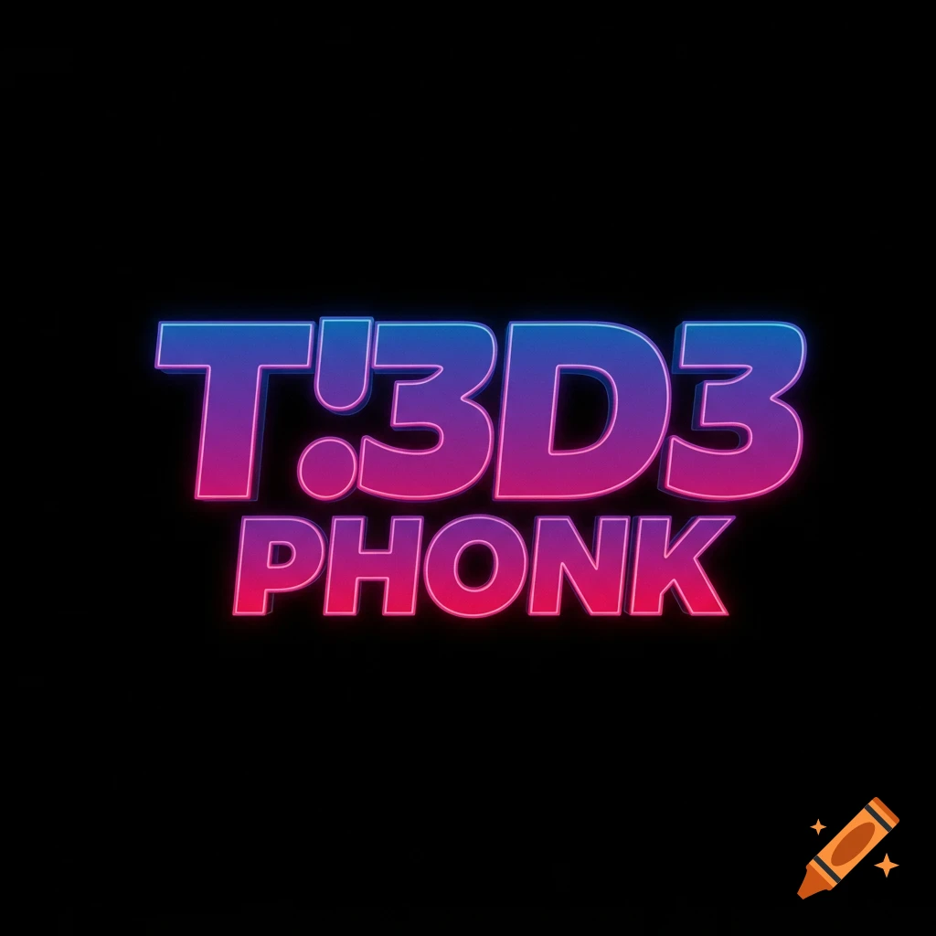 A neon blue and pink gradient logo for T!3D3 PHONK on a black background.