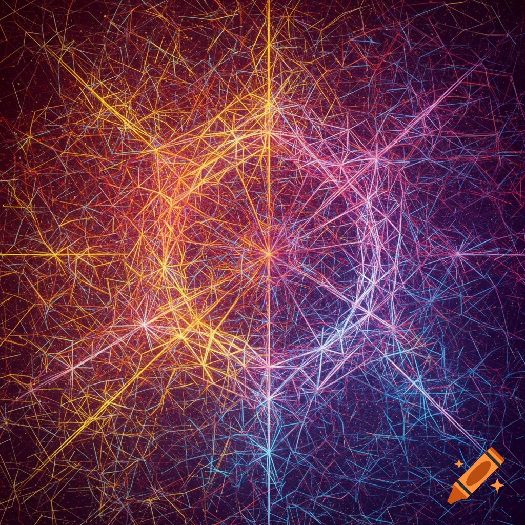 Abstract of glowing interconnected lines forming a complex network.
