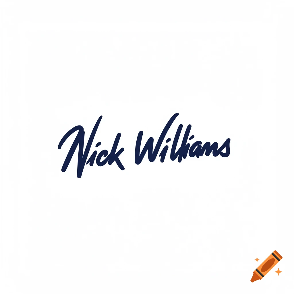 The name Nick Williams written in a dark blue script font.