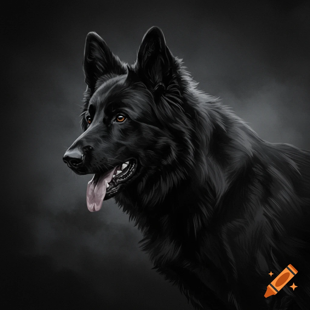 A black German Shepherd dog.