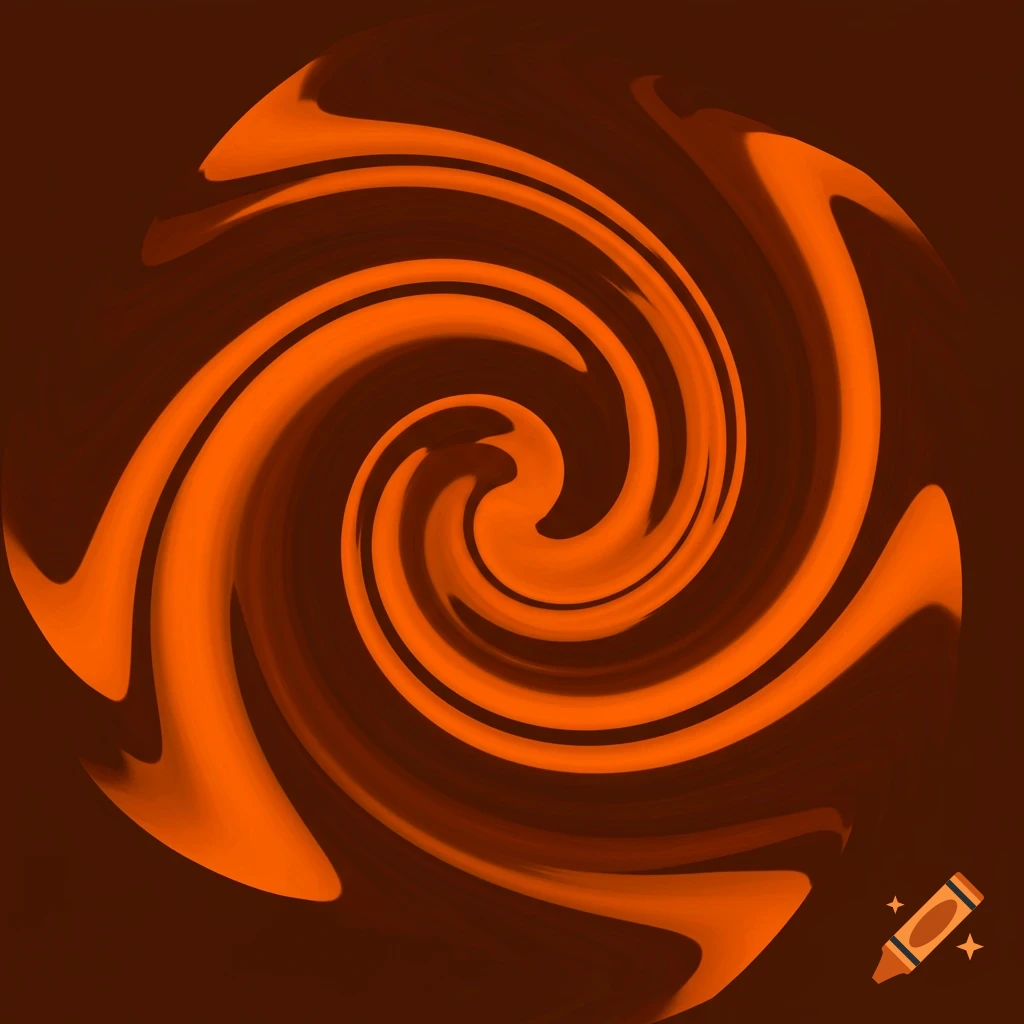 An abstract image of an orange and brown gradient swirl.
