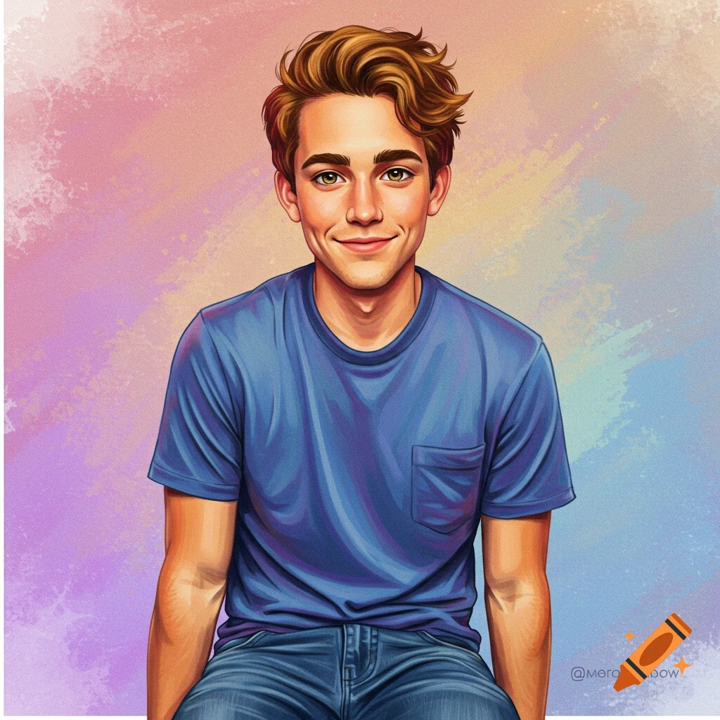 Portrait of a smiling young man with a colorful background.