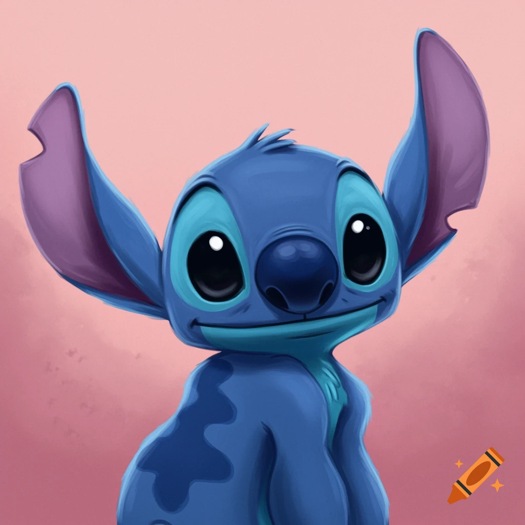 close-up of Disney character Stitch smiling.