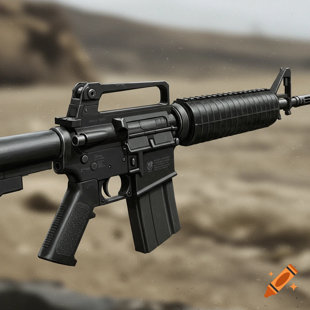 a black M16A1 rifle.