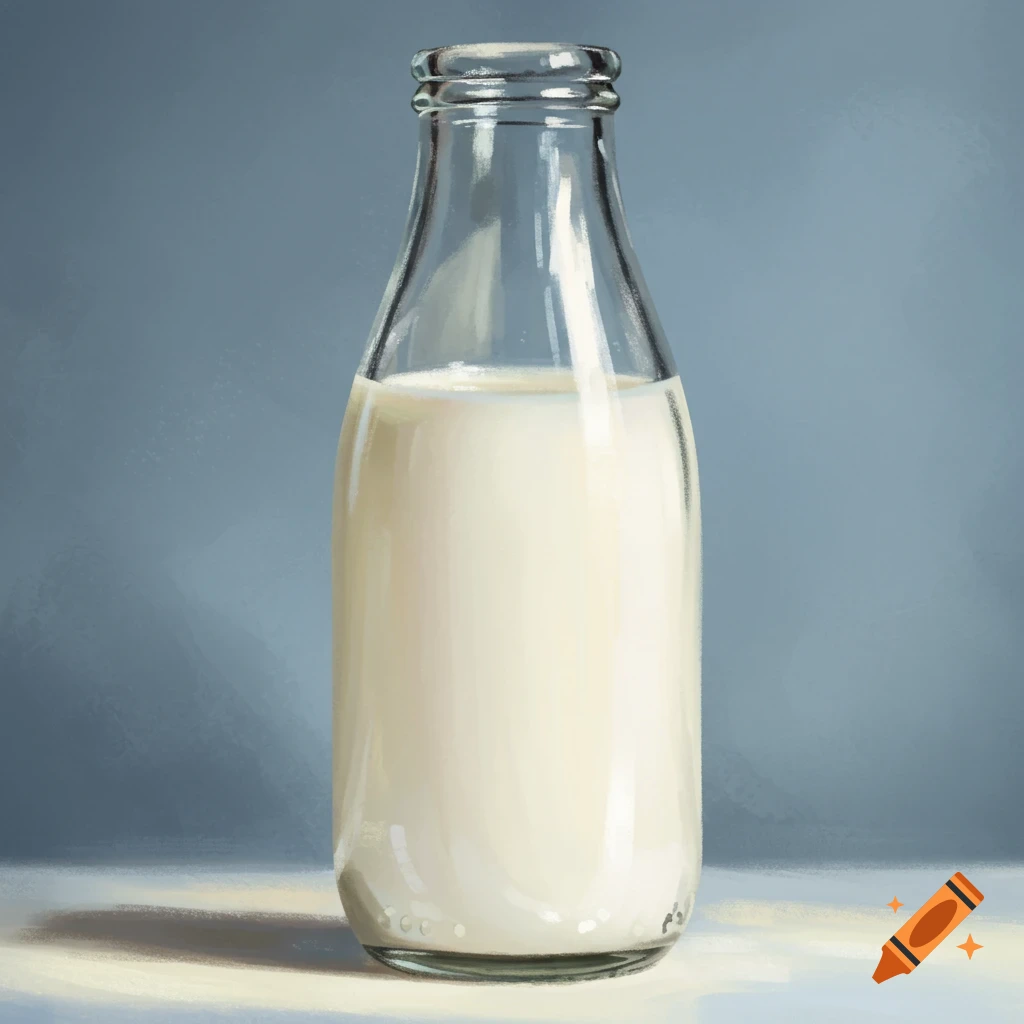 A glass milk bottle.