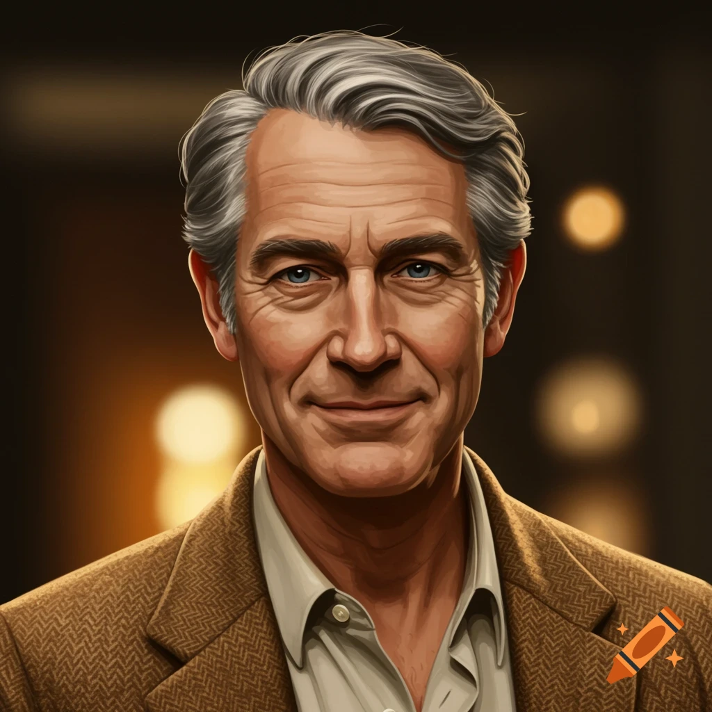 Portrait of a smiling man with salt and pepper hair in a brown tweed jacket.