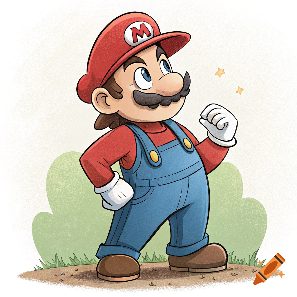 Cartoon illustration of the video game character Mario