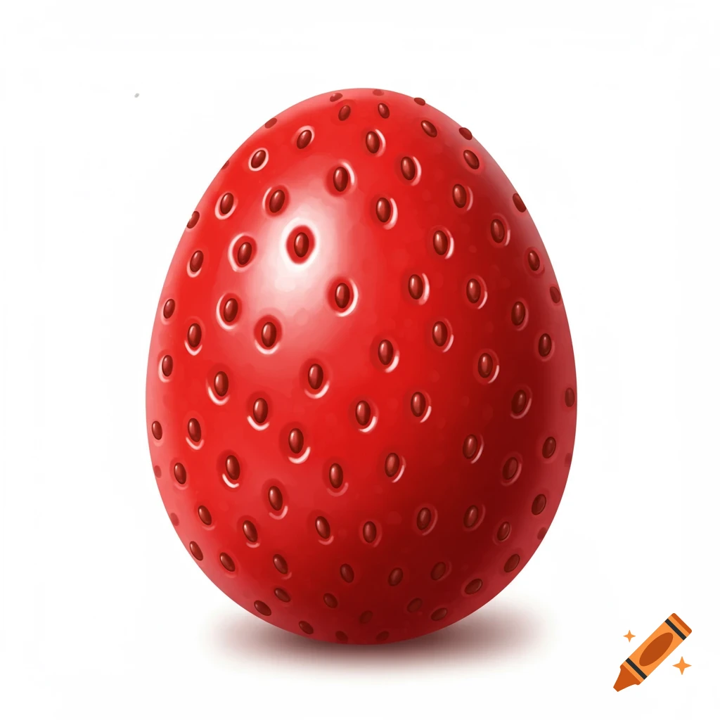 A red egg shaped like a strawberry